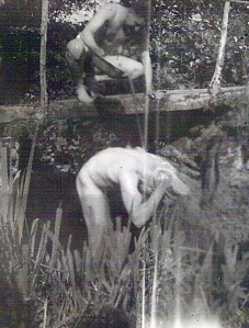 Taking a shower, probably France 1944